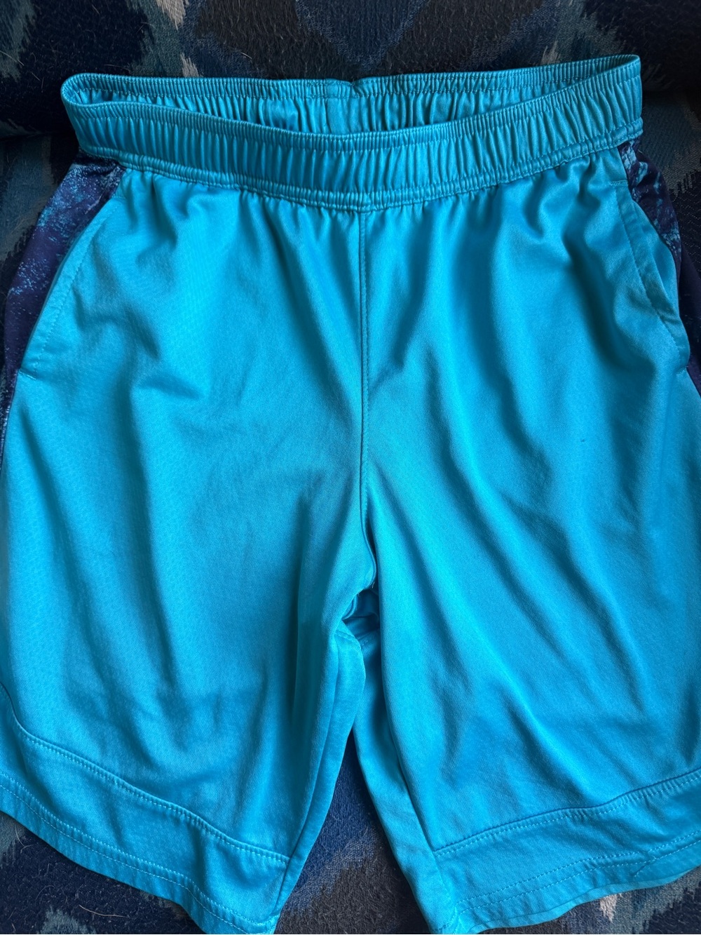 all in motion Bright Teal Athletic Shorts with Navy Side Panels